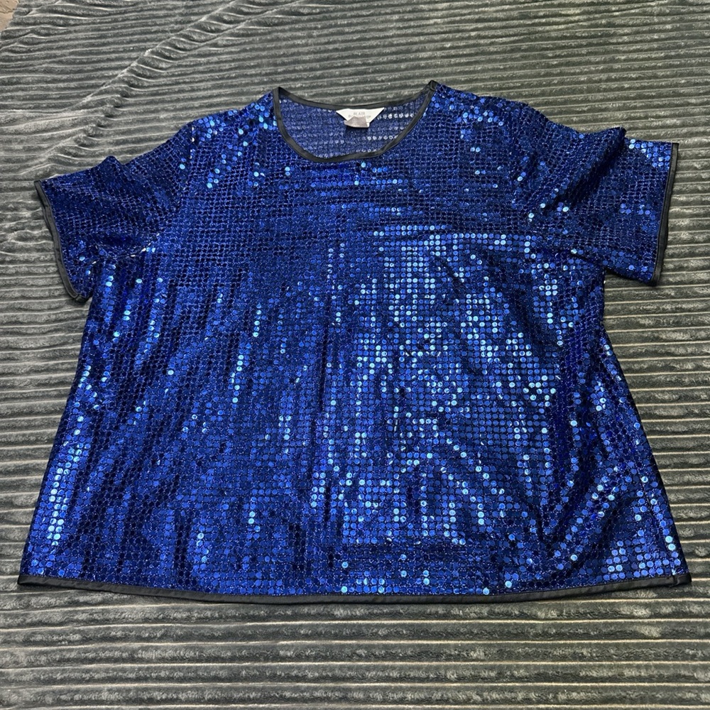 Vintage Blair Boutique Dazzling Blue Sequin Women's Top 3X